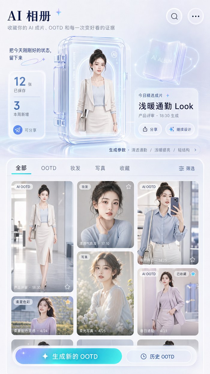 小青 AI 相册与分享内容页面